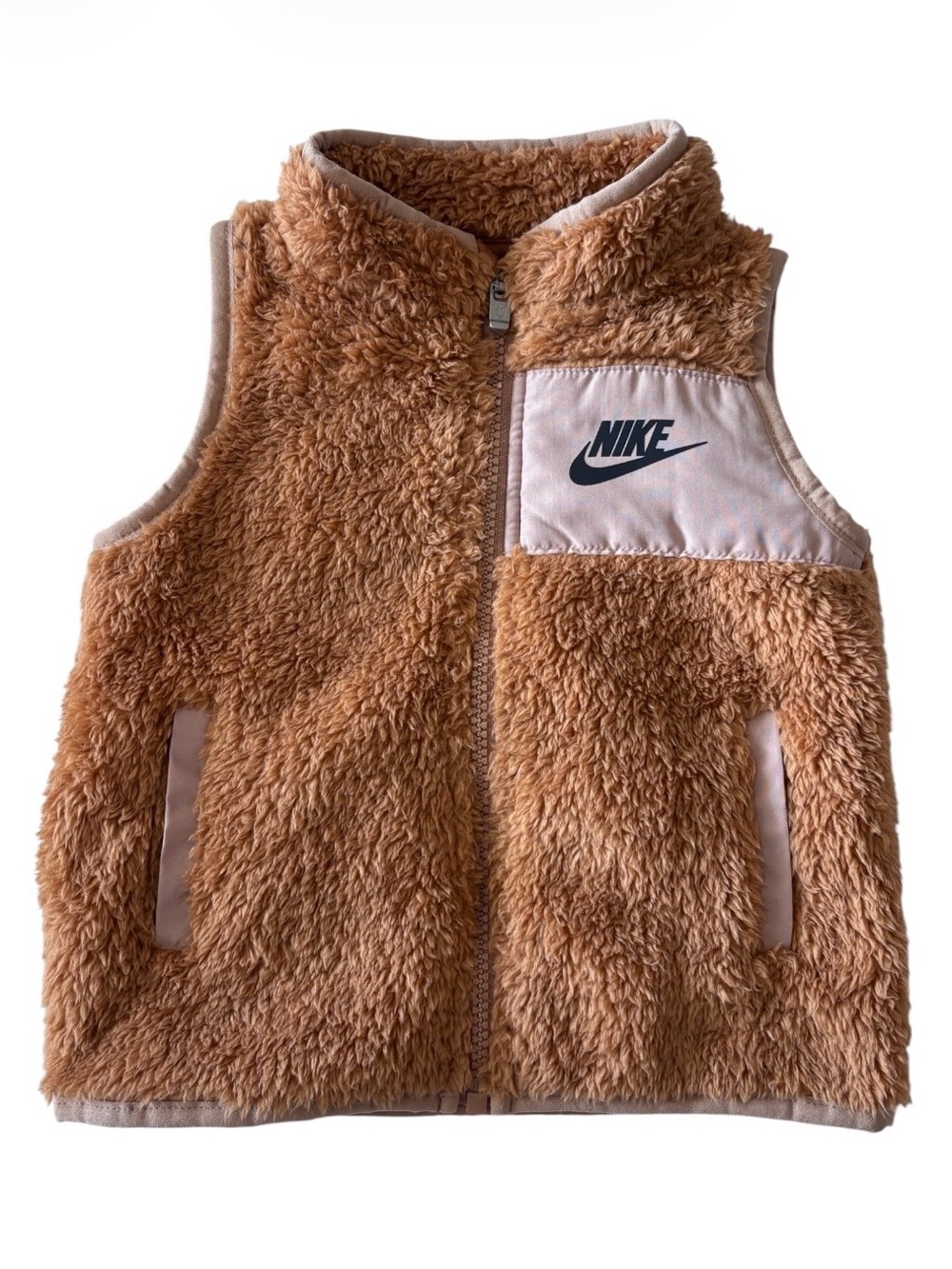 Nike Sherpa Vest In Camel Brown Full Zip Kids Size 18 Months